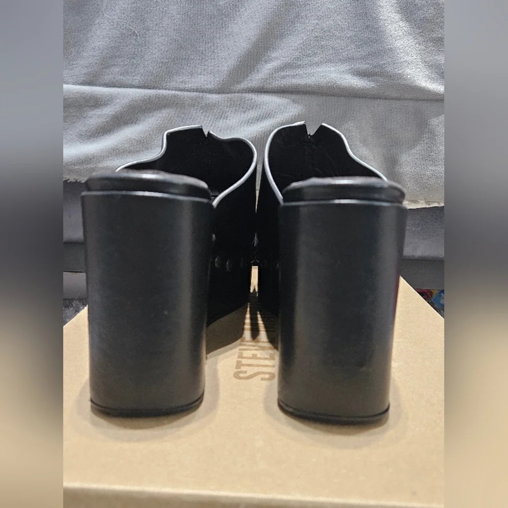 NWB Steve Madden Sadie black leather open toe Size 41 - Picture 4 of 12